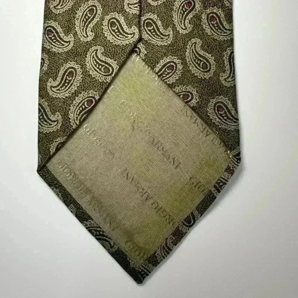 Giorgio Armani Cravatte Made in Italy Paisley Brown Gold Tie